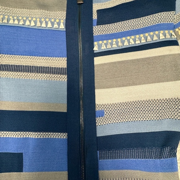 RARE! Herve Leger Abstract Blue Fringe Dress Like New size Small - Picture 5 of 6